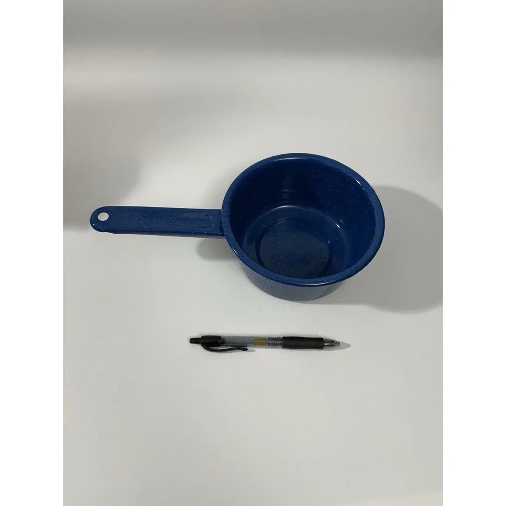 Vintage Enamelware Cowboy Blue and White Speckled Pot Pan Sauce Pan